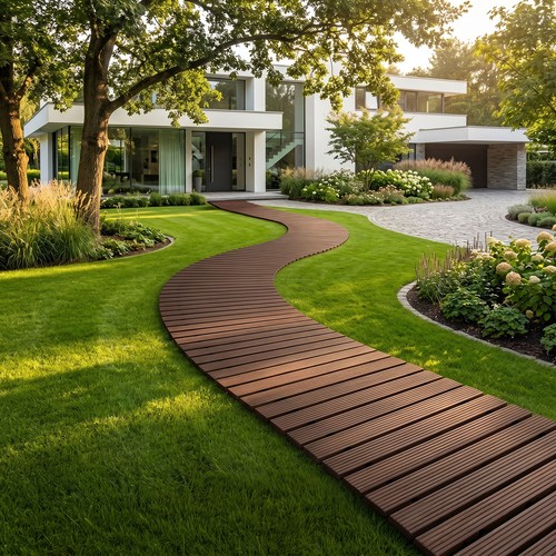 Wooden garden pathway - wooden,