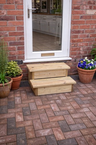 Hot tub steps wooden decking - tub,