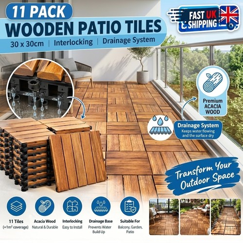 11x wooden decking tiles - 11x,